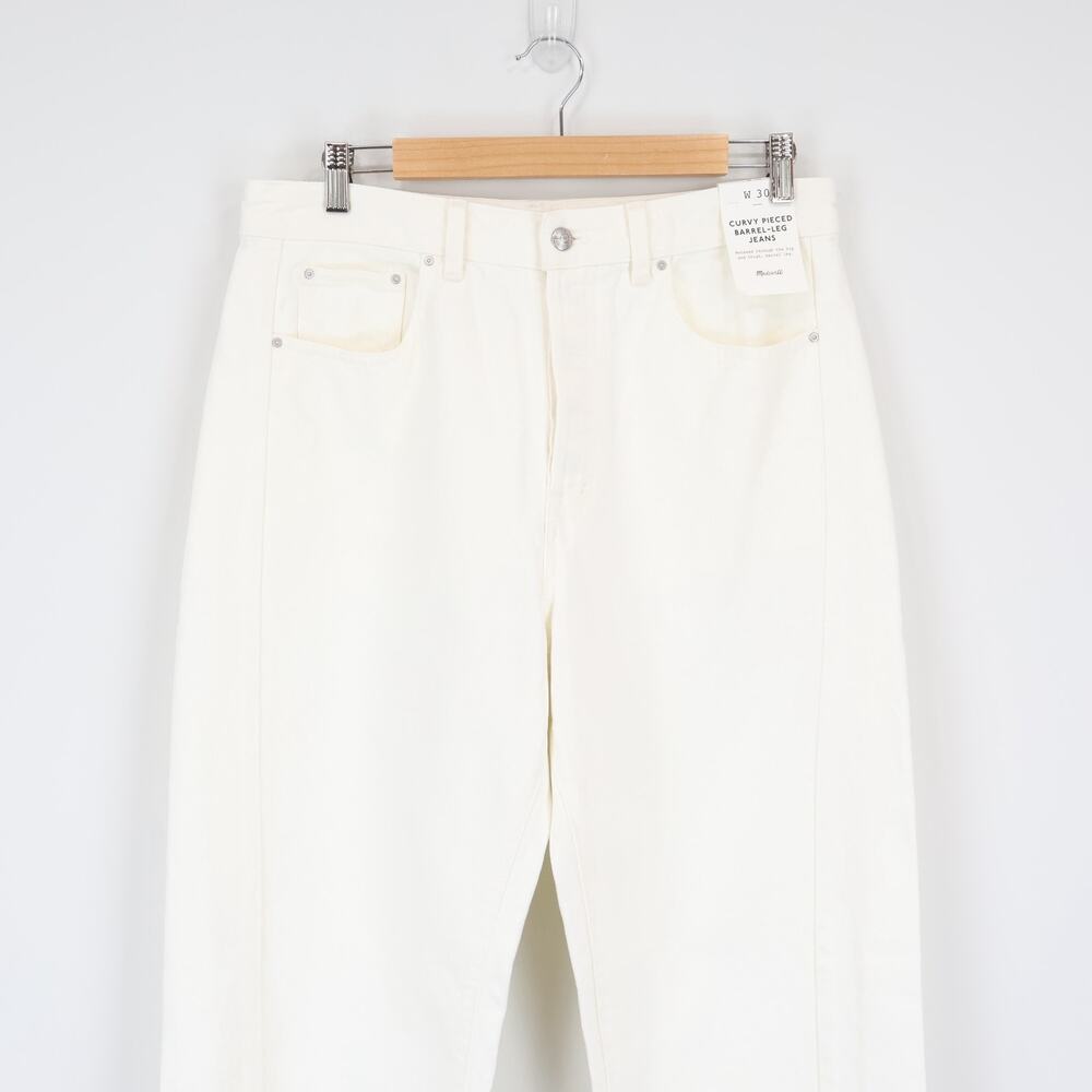 NWT Madewell The Curvy Pieced Barrel-Leg Jean Relaxed Fit In Tile White Size 30 - Picture 6 of 12